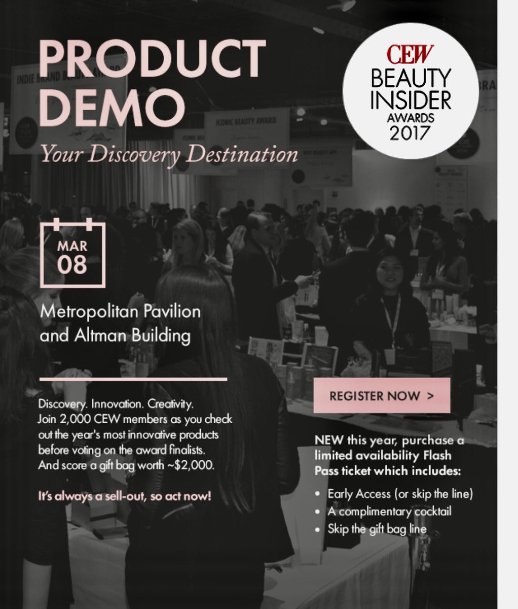 TodaysNew's tweet photo. #DrumRollPlease...Product Demo Registration's Now Open! #CEWBeauty #InsiderAwards 2017 - Your #DiscoveryDestination @CEWinsider #CEW https://t.co/GHUTgRC9Nr