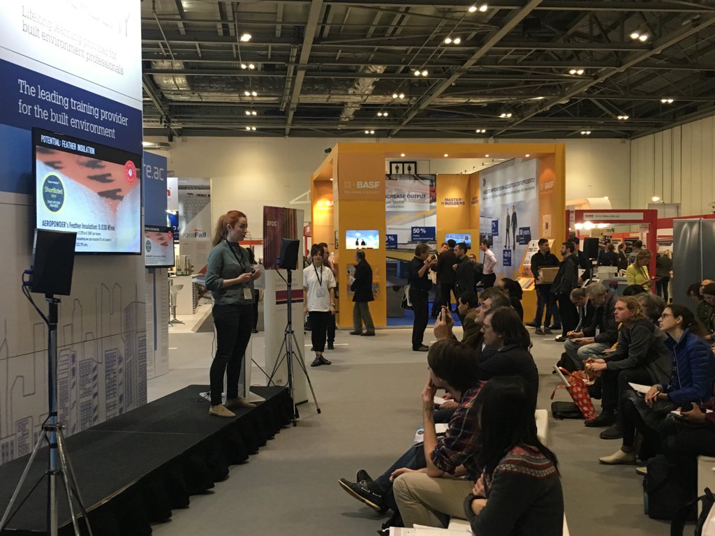 aeropowder's tweet photo. Just finished giving an introduction to the potential of future materials based on waste feathers @Ecobuild_Now @ARCC_CN #rethinkingfeathers https://t.co/47iyHgQCiB