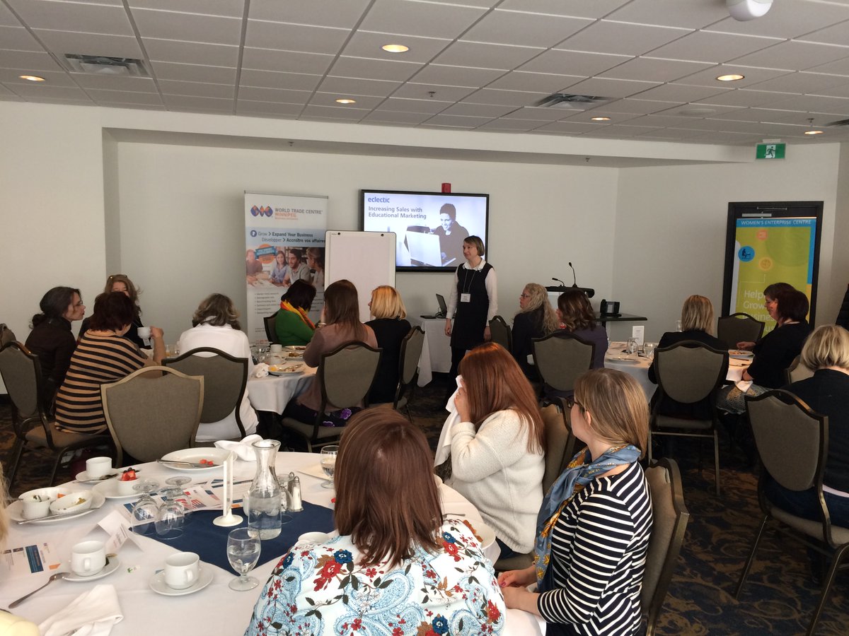 WTCWinnipeg's tweet photo. #PearlsofWisdomWECM w/Marie Antaya @EclecticCom @WECManitoba #BusinessBreakfast https://t.co/M1SxHtuhoY