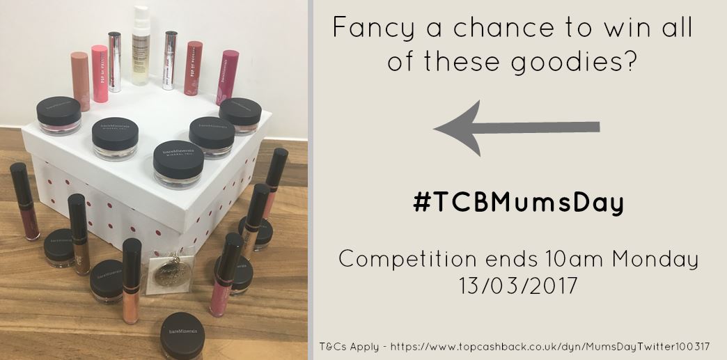 Top_CashBack's tweet image. RT - For a chance to win some Bare Minerals goodies describe your Mum in one word and include #TCBMumsDay - #competition #Prize #Giveaway