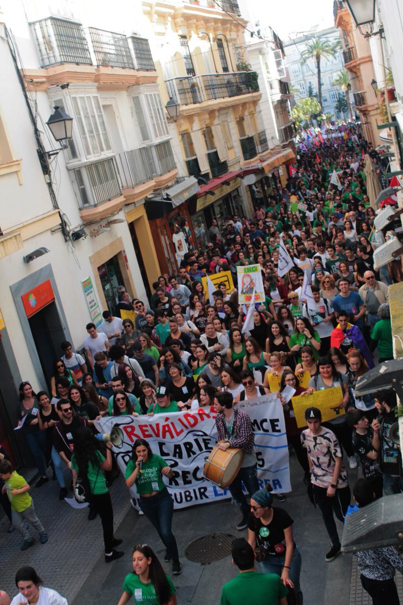 MareaJovenCadiz's tweet photo. Vaciamos las aulas, llenamos las calles. Contra la LOMCE, la precariedad y la privatización ¡Sube la Marea! 🌊💚✊#HuelgaGeneralEducativa https://t.co/hLeArKxQUy