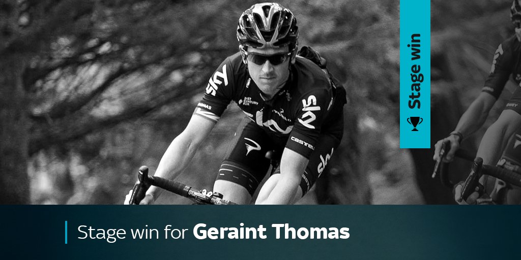 STAGE WIN! He’s done it! <a href="/GeraintThomas86/">Geraint Thomas</a> wins stage two of #Tirreno! Great ride G!