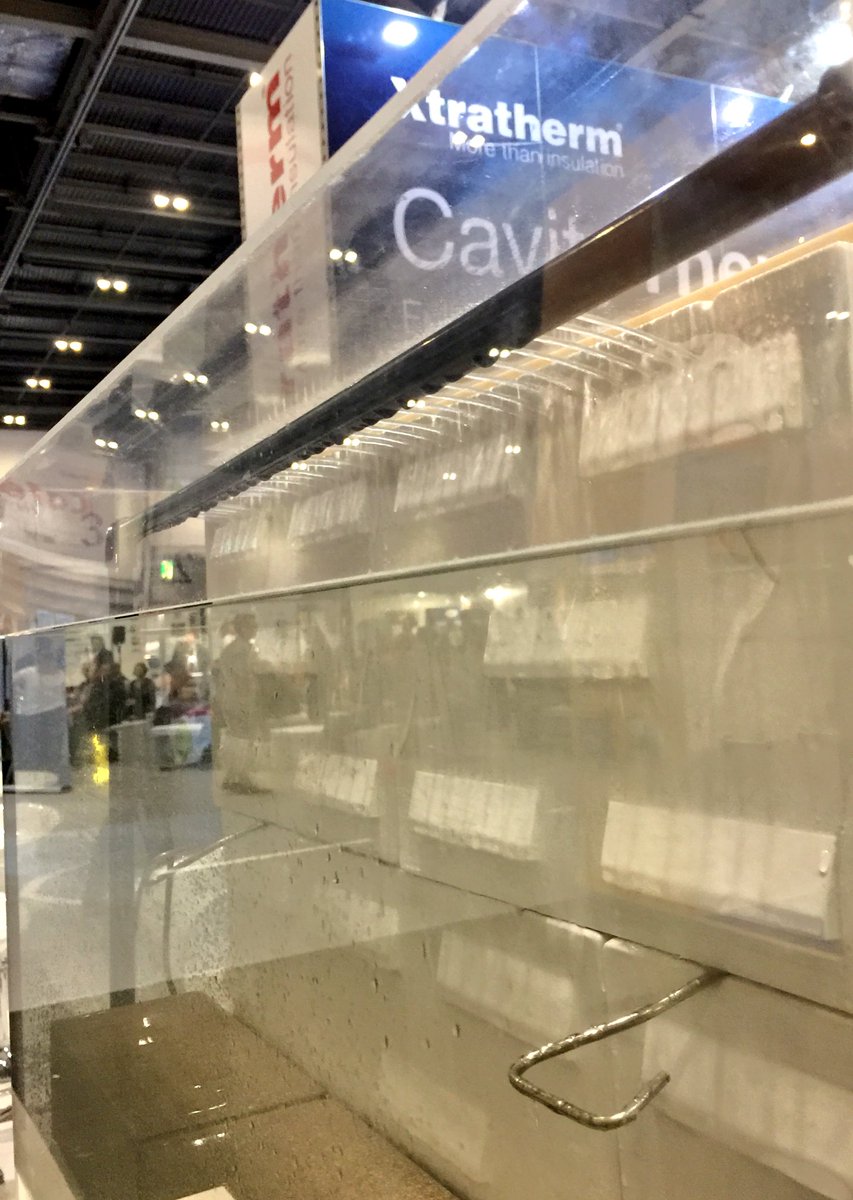 BBACerts's tweet photo. BBA certified CavityTherm displayed on @Xtratherm stand at #ecobuild2017 - see their clever wind driven rain demo https://t.co/NlSIALphiW