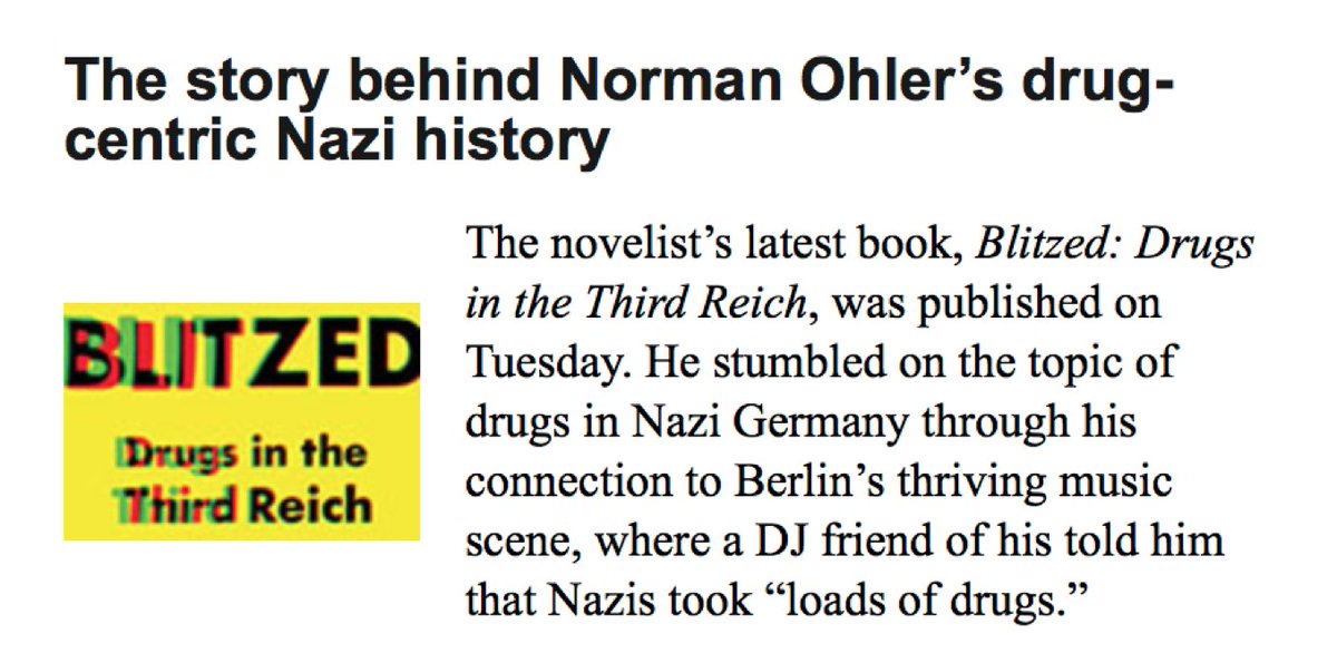 myHNN's tweet photo. The story behind Norman Ohler’s drug-centric Nazi history
#HNN_arts 
https://t.co/DdIj3rgG8L https://t.co/qq19sXp6Y5