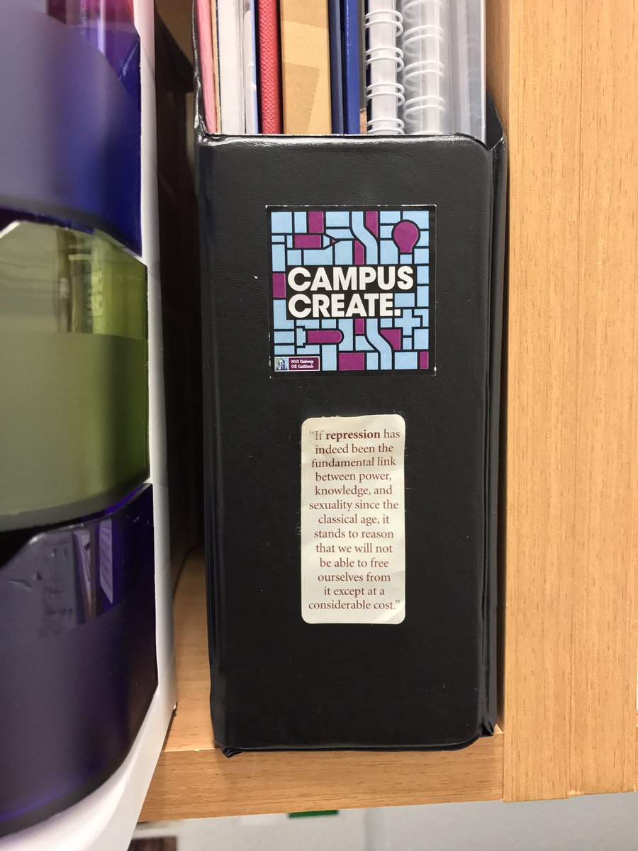 hey_km's tweet photo. Noticed these well-placed stickers today. The Foucault quote came from @sharonlflynn old iMac, and I obviously liked it! #campuscreate https://t.co/8q6OGzjURc