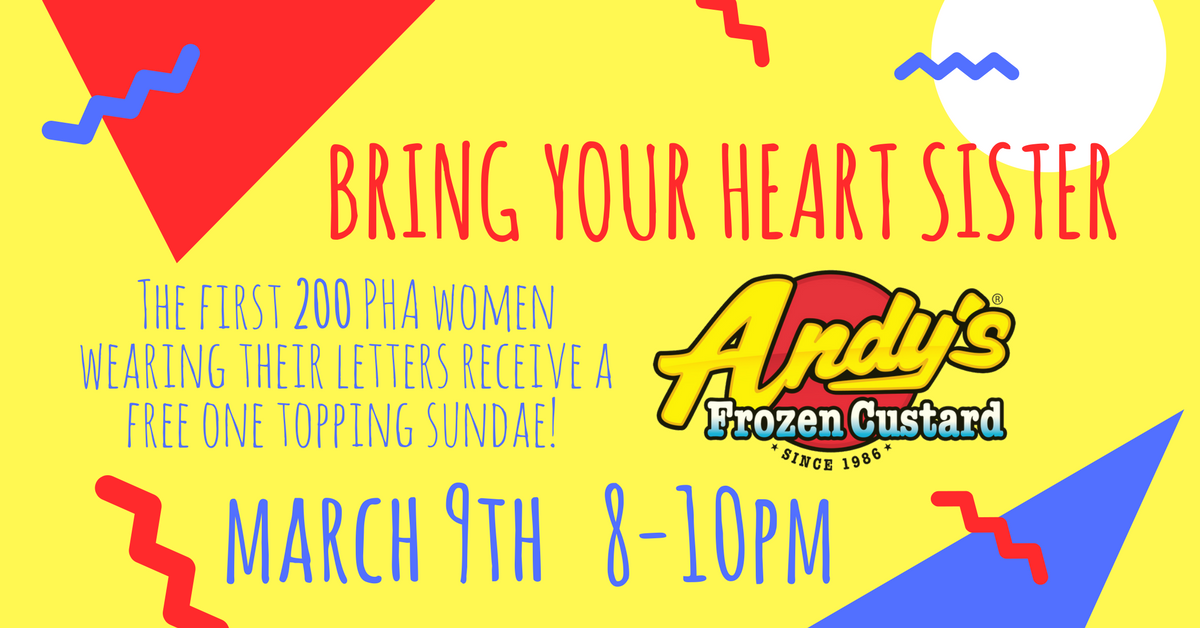 Bring a friend to <a href="/EatAndys/">Andys Frozen Custard</a> in your letters tonight from 8-10pm to get a FREE one topping sundae!!