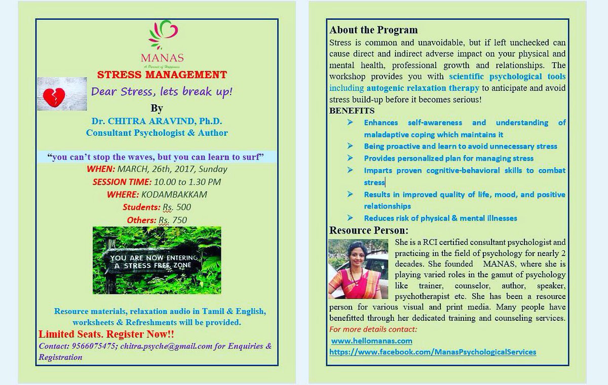 chitra_aravind's tweet photo. Stress management workshop at chennai. https://t.co/gXnlPL0JK5