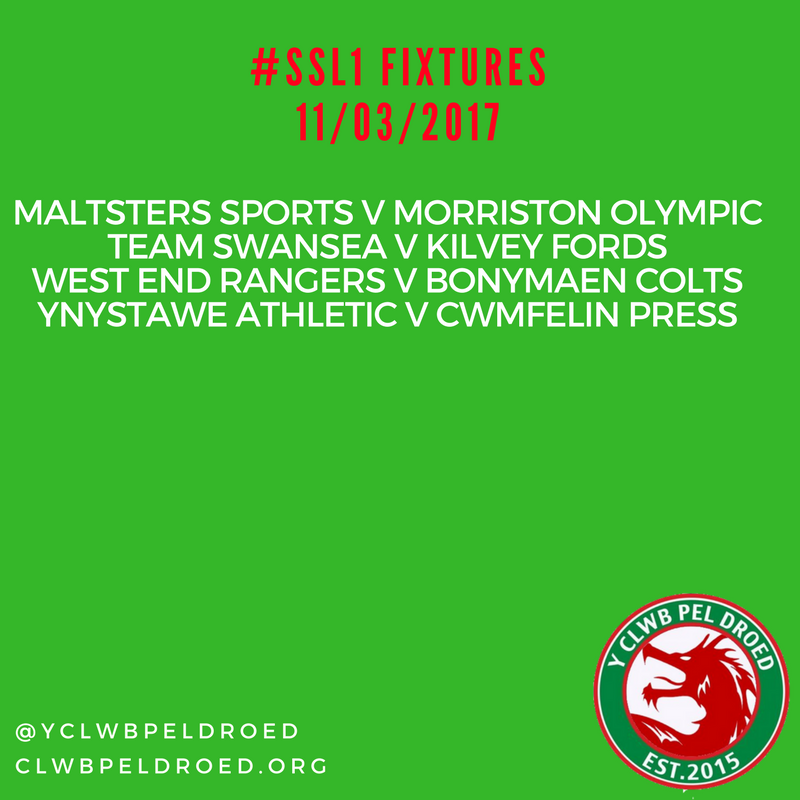 SWANSEA SENIOR LEAGUE - FIXTURES:
11/03/2017