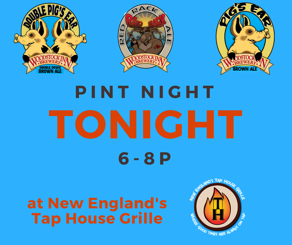 WoodstockBrew's tweet photo. Meet us at New England's Tap House Grille tonight in Hooksett #NH! 6-8p #nhbeer #pintnight #digthepig #doublepigs #redrack https://t.co/VKsvxuTqaQ