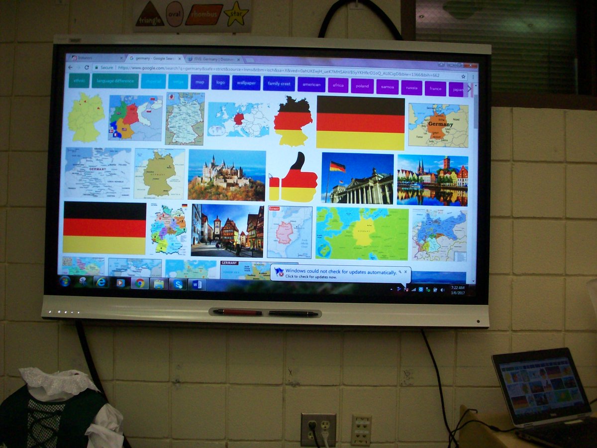 In the media center a tour of Germany begins with Fairy Tales including castles, magic, and good vs evil, and ends with happily ever after