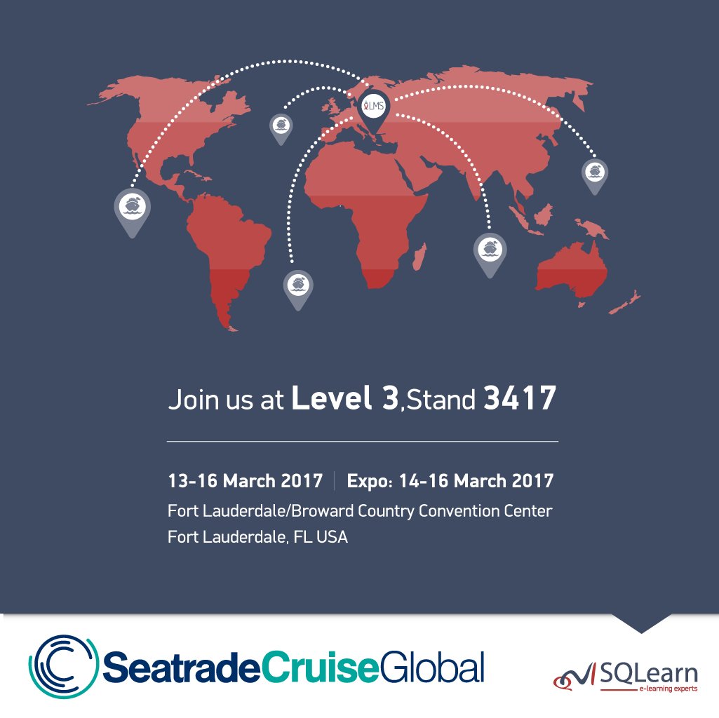 sqlearn's tweet photo. SQLearn will exhibit at Seatrade Cruise Global, 13-16 March,  Fort Lauderdale Broward County Conv. Center #STCGlobal #maritime #elearning https://t.co/AKGPl2NH3d