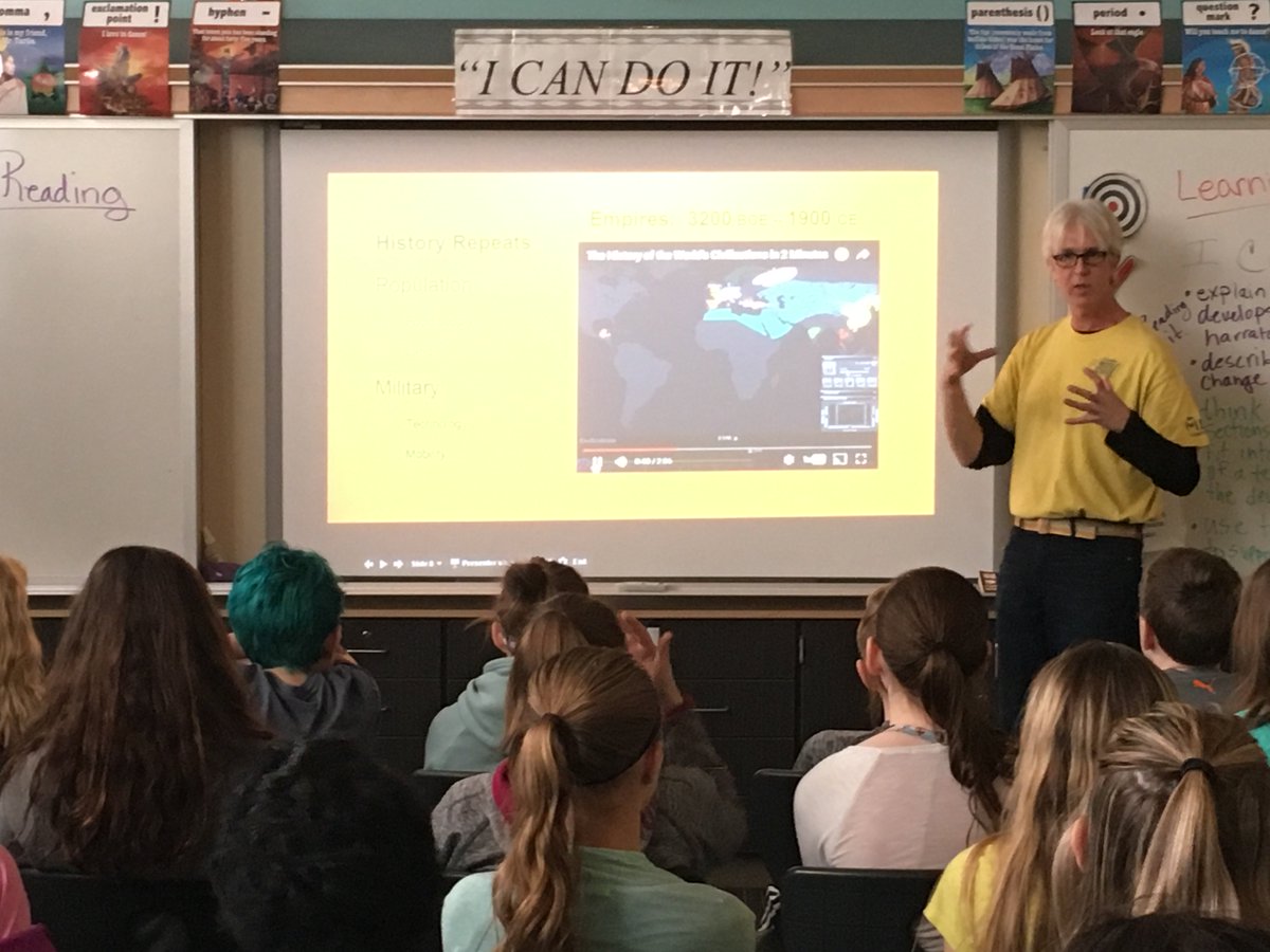 LMS_6thGrade's tweet photo. Mr. Stuttle explores human history and the horse as 6th grade LA students prepare to select a WWI historical fiction novel. #CubsWyo https://t.co/9mLVh7Vw6I