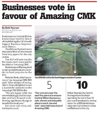 My_MiltonKeynes's tweet photo. Thanks @mk_citizen for the coverage of the #AmazingCMK BID in this week's edition! https://t.co/poLaPoiZEd