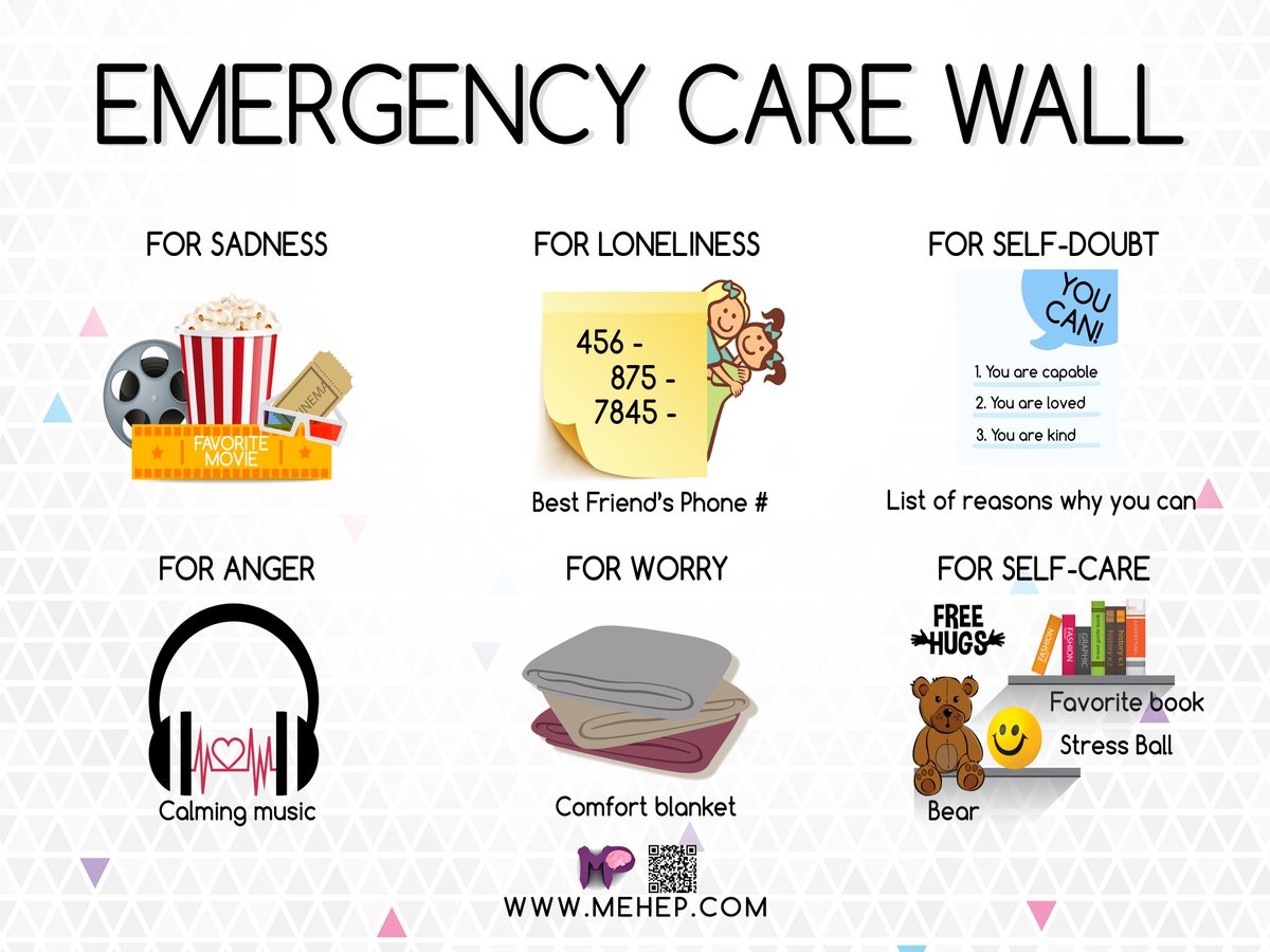 MEHEP4U's tweet image. Make an #emergencycarelist for when you need help getting through something: calming music &amp;amp; best friend’s phone number #mentalhealth