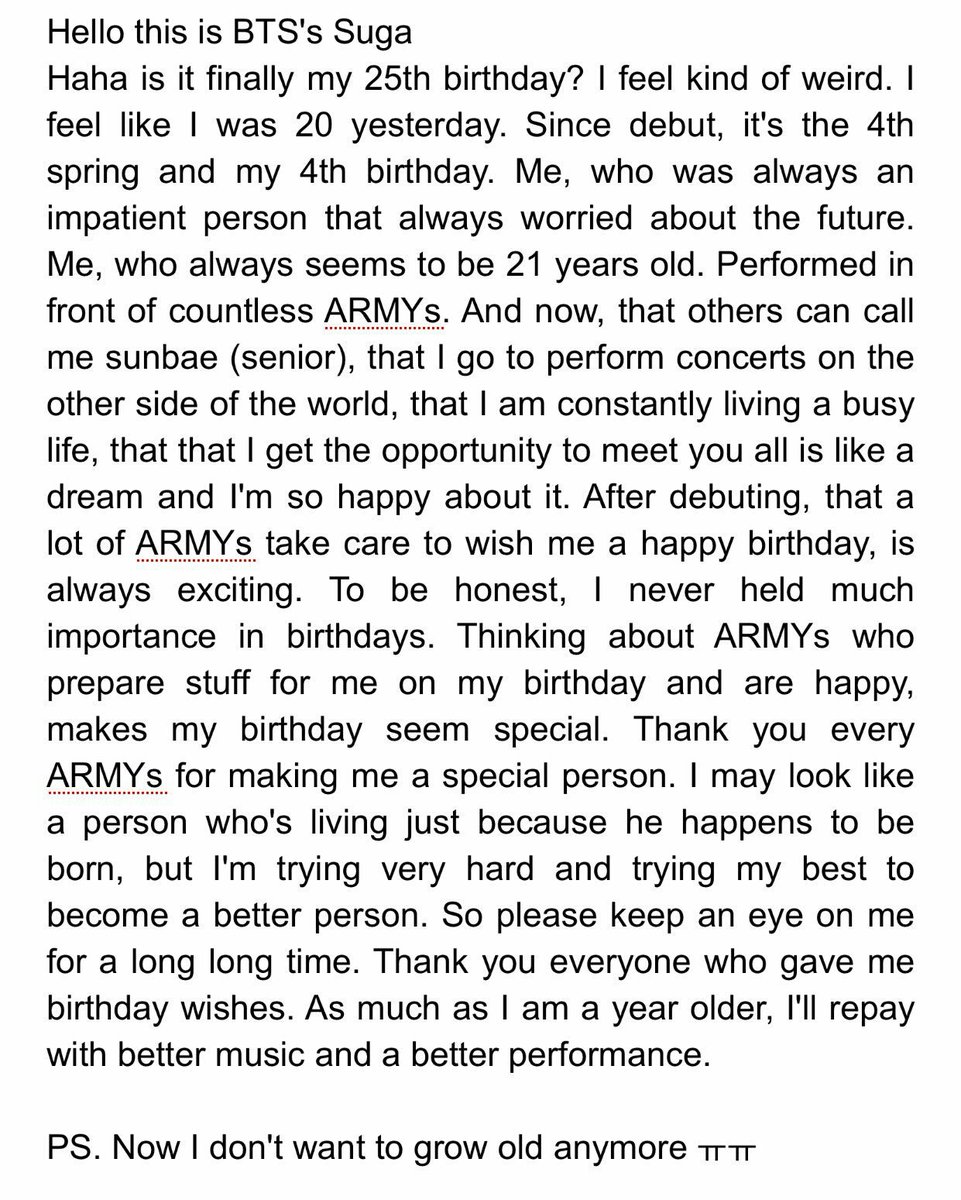 BTS National on Twitter: "170309 Hand written letter from Min Yoongi to