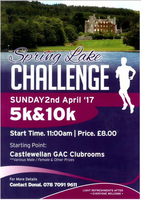 NiRunning's tweet photo. The Castlewellan Spring Lake Challenge 10k &amp; 5k races will take place on Sunday 2nd April 2017. 

See attached flyer for full details... https://t.co/kNGPTx1oNg