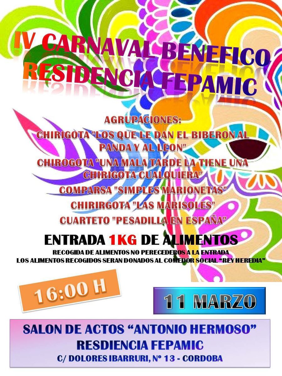 El equipo de "El carnaval desde el Califato" lo retransmitirá en DIRECTO!! <a href="/CarnavalRadioES/">Carnaval Radio</a> siempre apoyando las buenas causas. #Fepamic