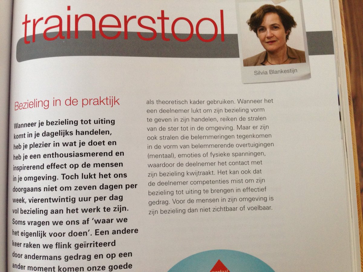 SilBlankestijn's tweet photo. In de #trainerstool @TvOOMag geef ik #tips om in #trainingen te werken aan #bezieling in de #praktijk met #stermodel https://t.co/GSEueLTt7w