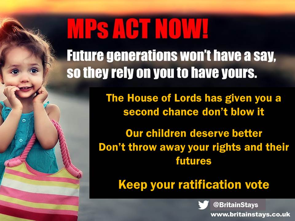 TimeToRejoinEU's tweet image. MPs think of your children not your party - UK needs you to be able to decide, in 2 years time, if the deal is acceptable #ratifyeudeal
