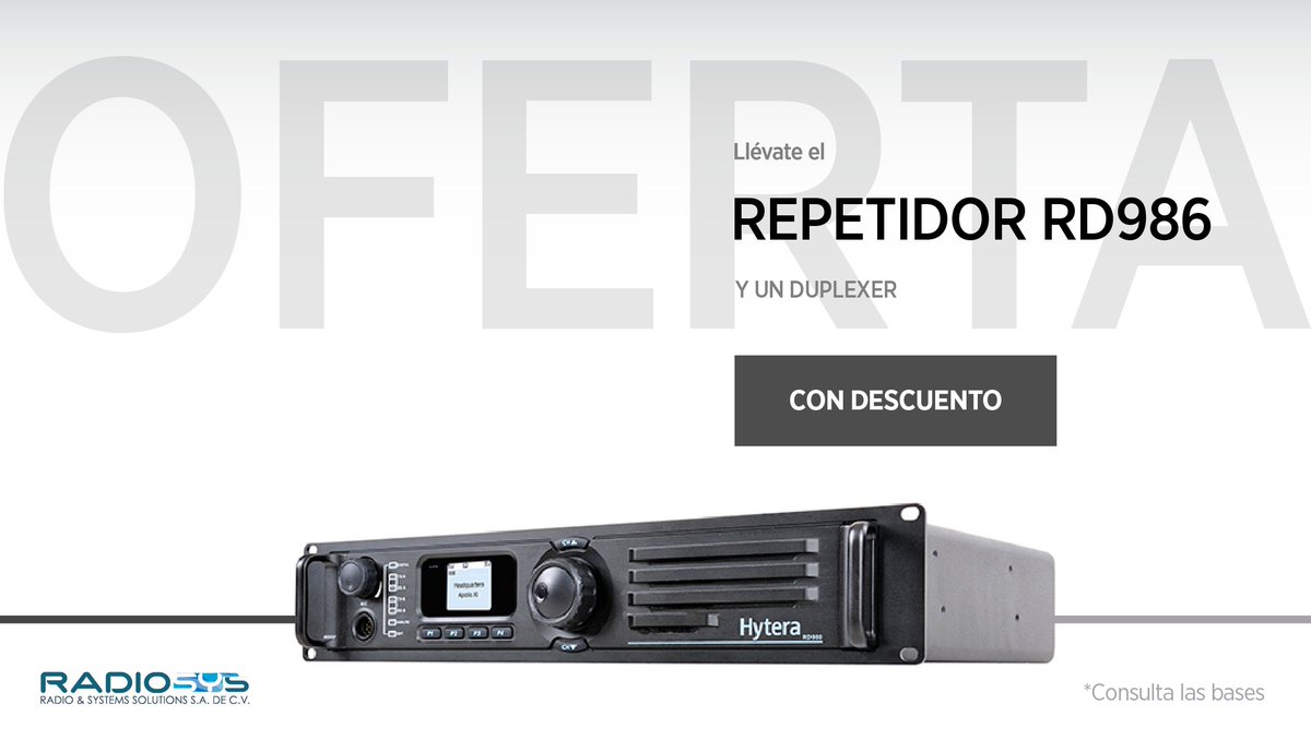 Radiosysmx's tweet photo. On #sale now until March 31 #HYTERA Powerful Digital Repeater #RD986 #repeater Info: contacto@radiosysmx.com / 01 (55) 5363 6127 https://t.co/KpetDAWDUo
