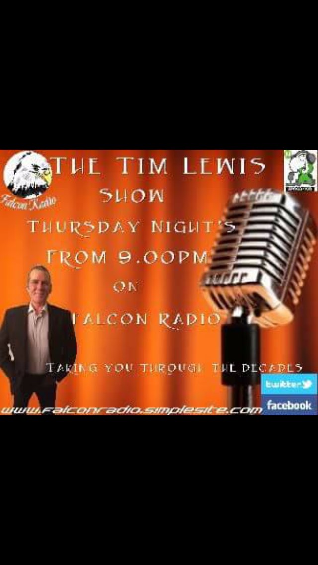 Everyone come and join me live on falcon radio with all up to date music.7-8:50pm Then after me is the amazing Tim lewis show at 9 -11pm.