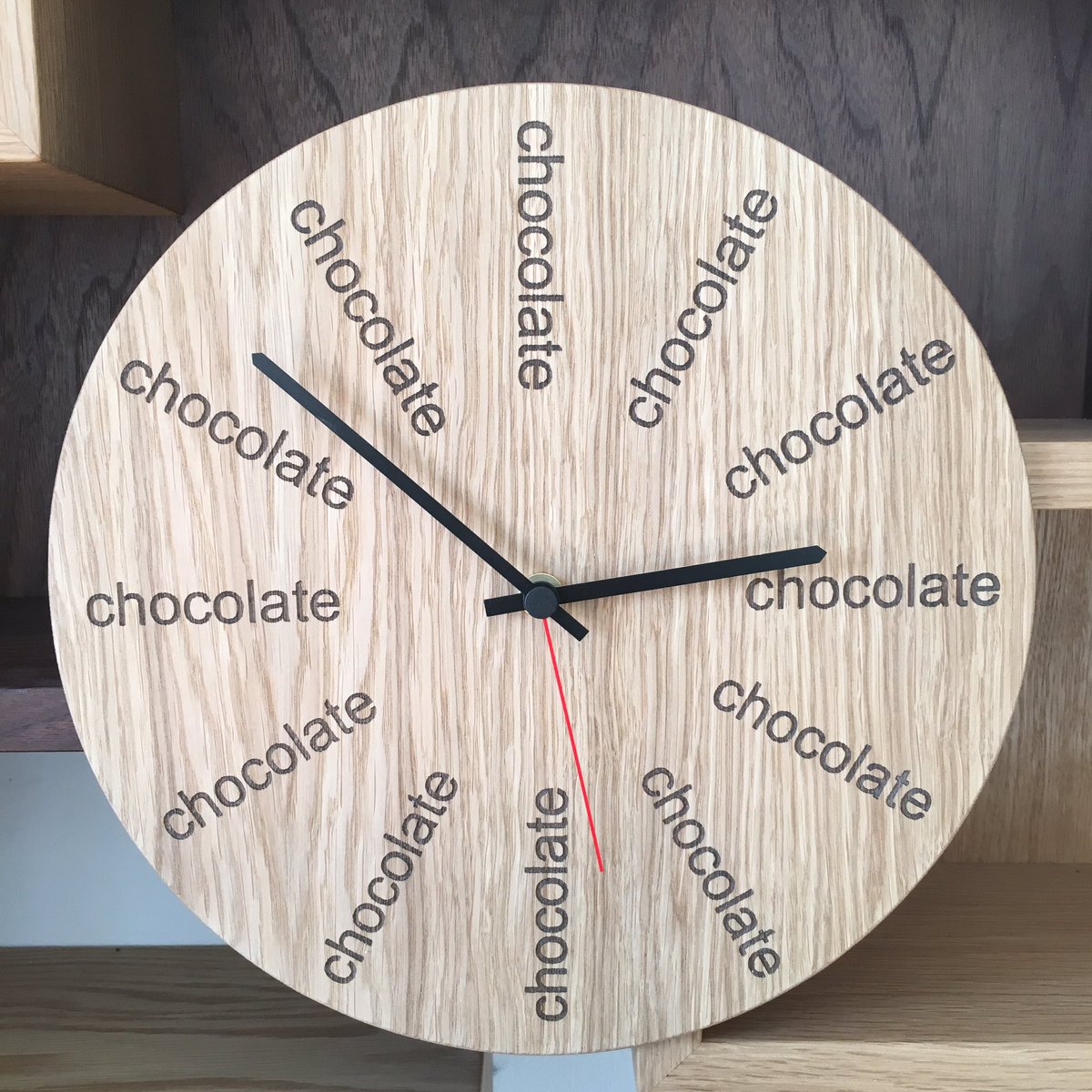 jamesdesign's tweet photo. There's always time for chocolate! Latest personalised clock for @notonthehighst #notonthehighstreet #clock #chocolate #chococlock https://t.co/4Hv687qgod
