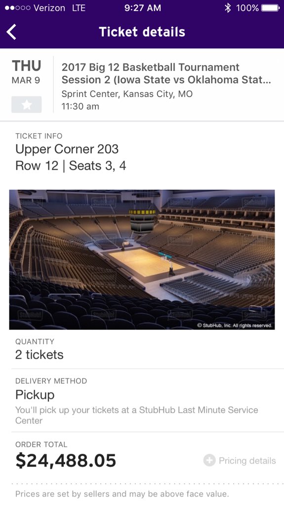 SethVT's tweet image. Not a bad seat.  Tickets on @StubHub were a bit overpriced, but...
