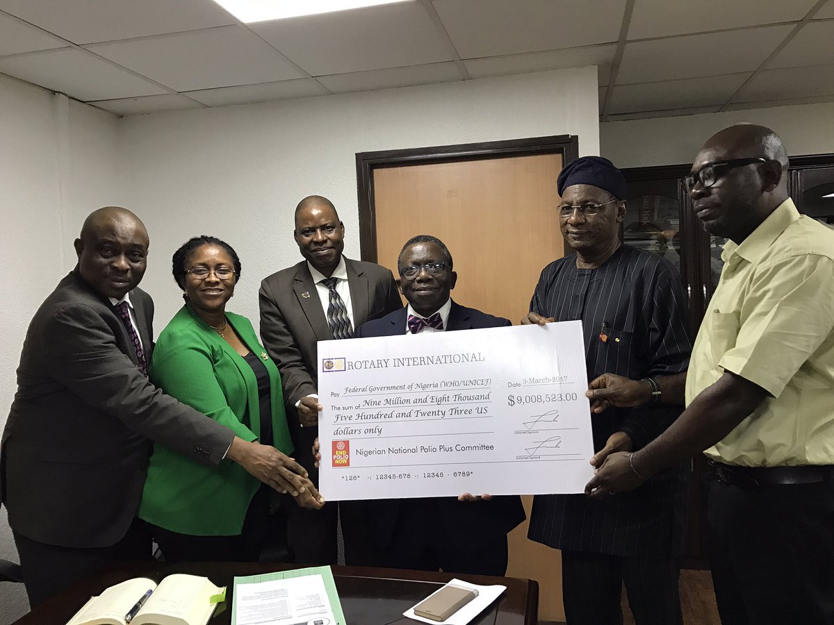IsaacFAdewole's tweet photo. I received a commitment of over $9m in grants from @Rotary to support polio eradication in Nigeria implemented through @WHO &amp; @UNICEF https://t.co/5tpvNd1eo9