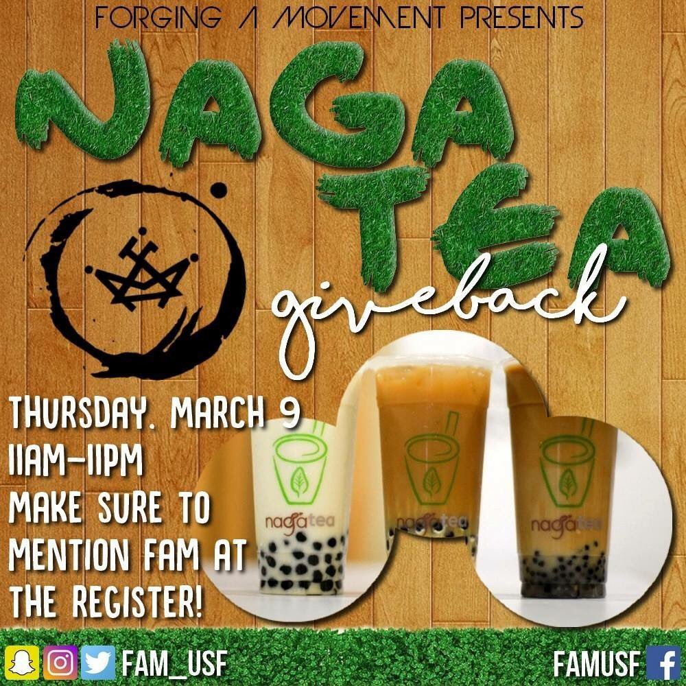 FaM_USF's tweet photo. Today is the day! Come out to Naga Tea until 11PM, buy a drink, mention us at the register, and help support! https://t.co/zqUI0lleEh