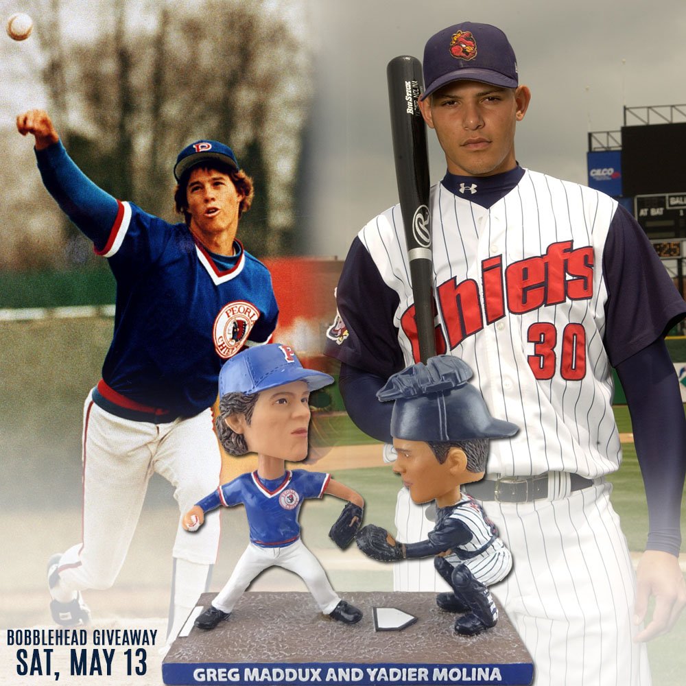 Peoria Chiefs on X: Two all time greats Maddux #31 & Molina #30 get  our countdown started! Get tickets for May 13 bobblehead night.    / X