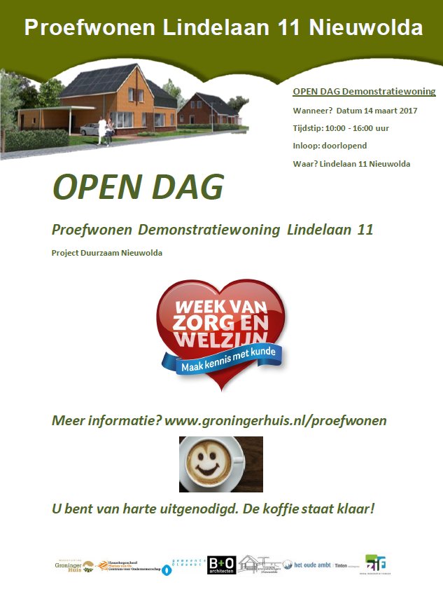 Groningerhuis's tweet photo. Bezoek onze open dag 14-03! Of kom #proefwonen in #Nieuwolda? Wees welkom! Info: https://t.co/w5LSAtJJak #thuistechnologie @WeekZorgWelzijn https://t.co/z418SfCATY