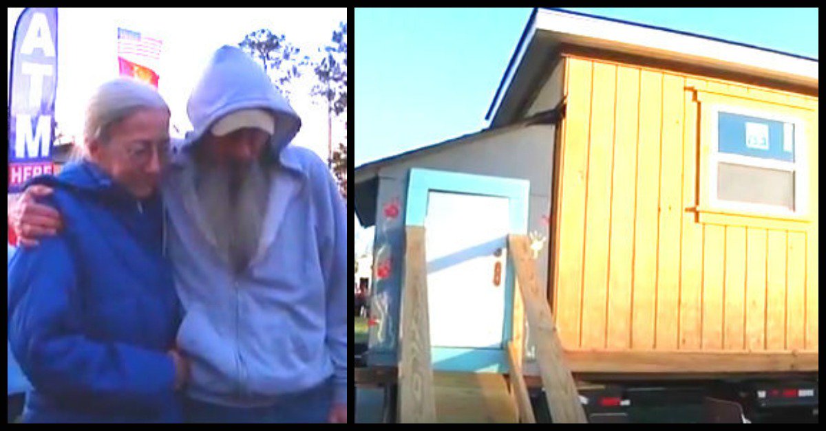 IntercapLend's tweet image. Veteran And Wife Fall Asleep Freezing Every Night, Choke Up When They See Tiny Home Before Them - bit.ly/2niFIll