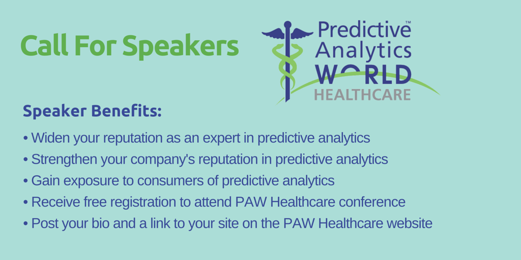 ElderResearch's tweet photo. Would You Like to Speak at Predictive Analytics World-Healthcare? April 4th Deadline https://t.co/zszYvCT5CJ
#healthcare #analytics #bigdata https://t.co/K4xv95joK4