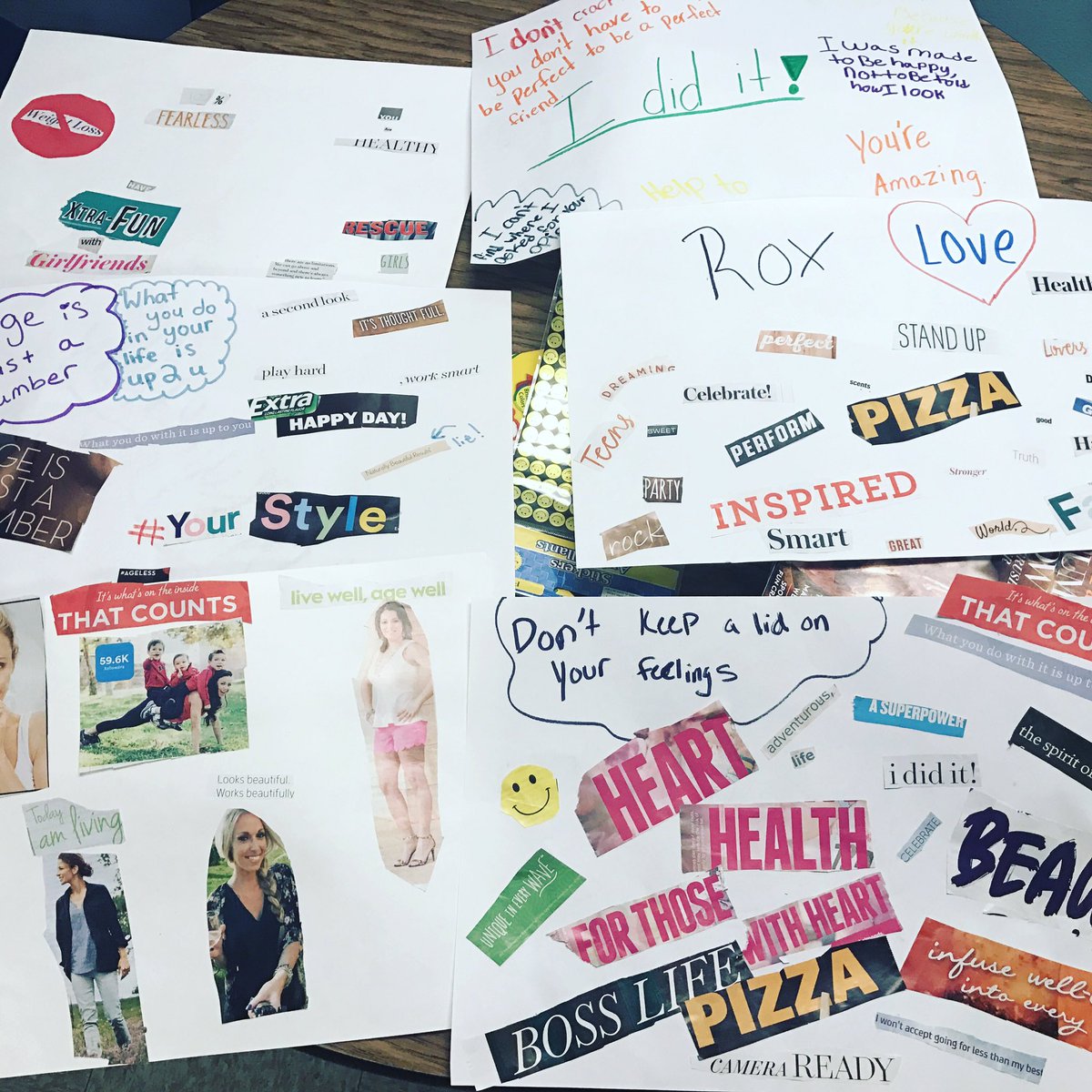 #ROX #beingagirlrox #fifthgrade #positivemessages 💕🖤💕🖤💕🖤 I think some were hungry LOL but I think pizza is pretty positive 😂😂😂