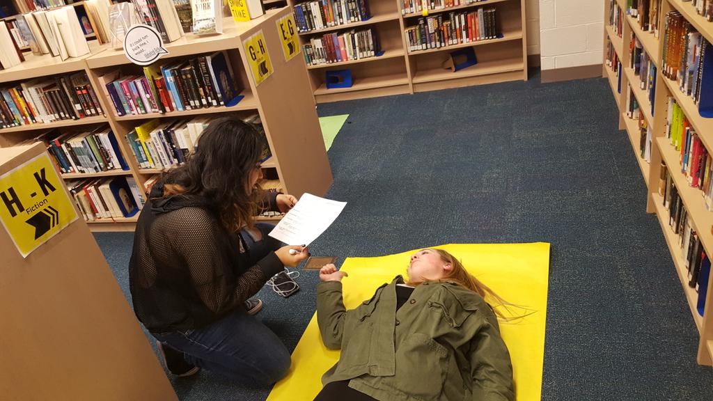 MsBoyntonSCN's tweet photo. #SCNPsych2 students doing body drawings to show the functions of the brain in @SCNLRC today! Thanks for letting us visit! #scnpride https://t.co/lYzTOeEost