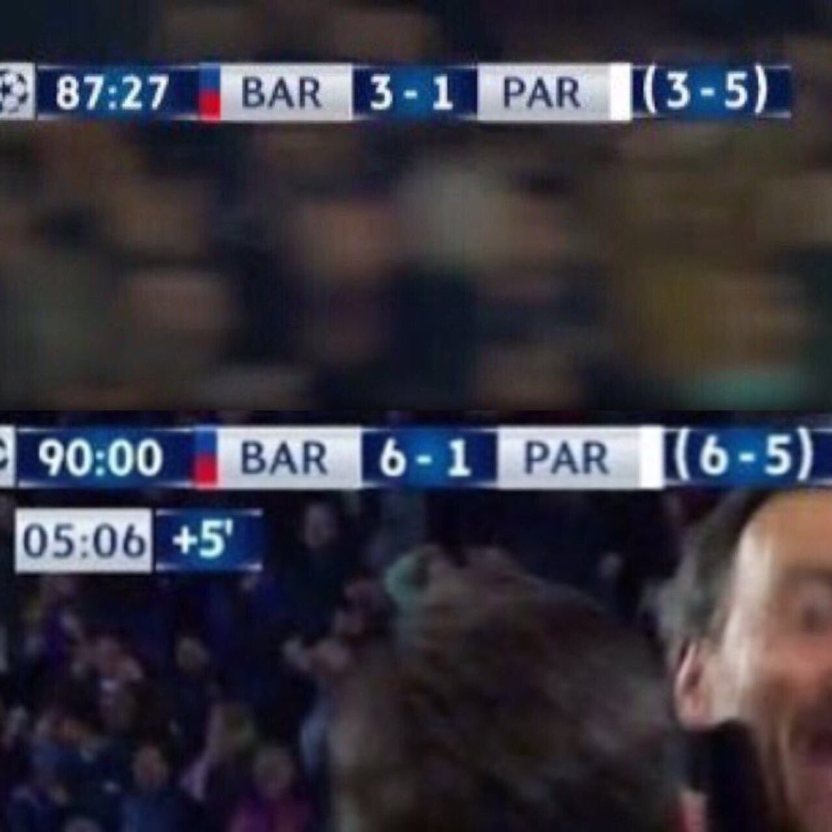 تعود بثلاثية بعد رباعية ذهاب هذا جنون ؟ لكن أن
تعود بثلاثية أخرى بعد ما تم قتلك بهدف وفي وقت
مستحيل هذه معجزة كروية لم ولن تحدث أبداً !!