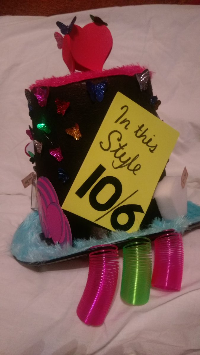 jasmin2975's tweet photo. @Jackpotjoy #Anditips the hat we decorated for my daughters mad hatters tea party at school next week :) httgfr https://t.co/m1f3TWm5N3