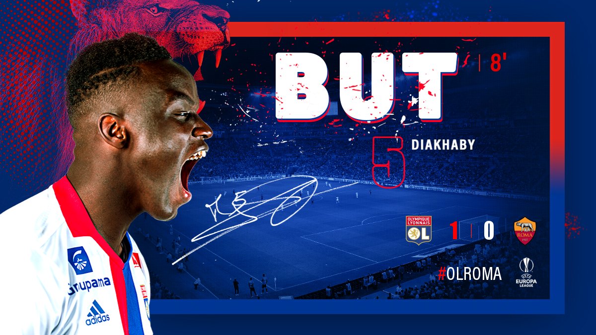 GOOOOAAAAAALLLL !!! Mouctar Diakhaby est à la réception d'u  coup franc prolongé. Le <a href="/ParcOL/">Parco Lomami</a>  prend feu (8e) !!! 1-0 !! 
🔥🔥🔥 #OLRoma