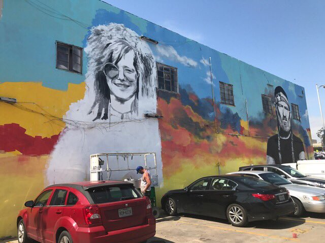 TexasRockfest's tweet photo. @ACLonKXAN come check out Janis Joplin on the Willie mural and meet the artist as we get ready for Tx Rockfest https://t.co/NjK0wDVEi0