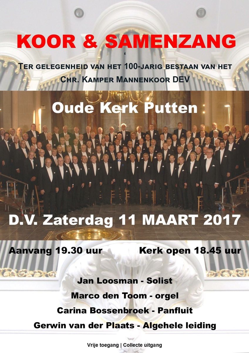 CKMannenkoorDEV's tweet photo. Aanstaande zaterdag: oude kerk Putten. Gratis toegang, aanvang 19:30 https://t.co/o7jfomQu0e