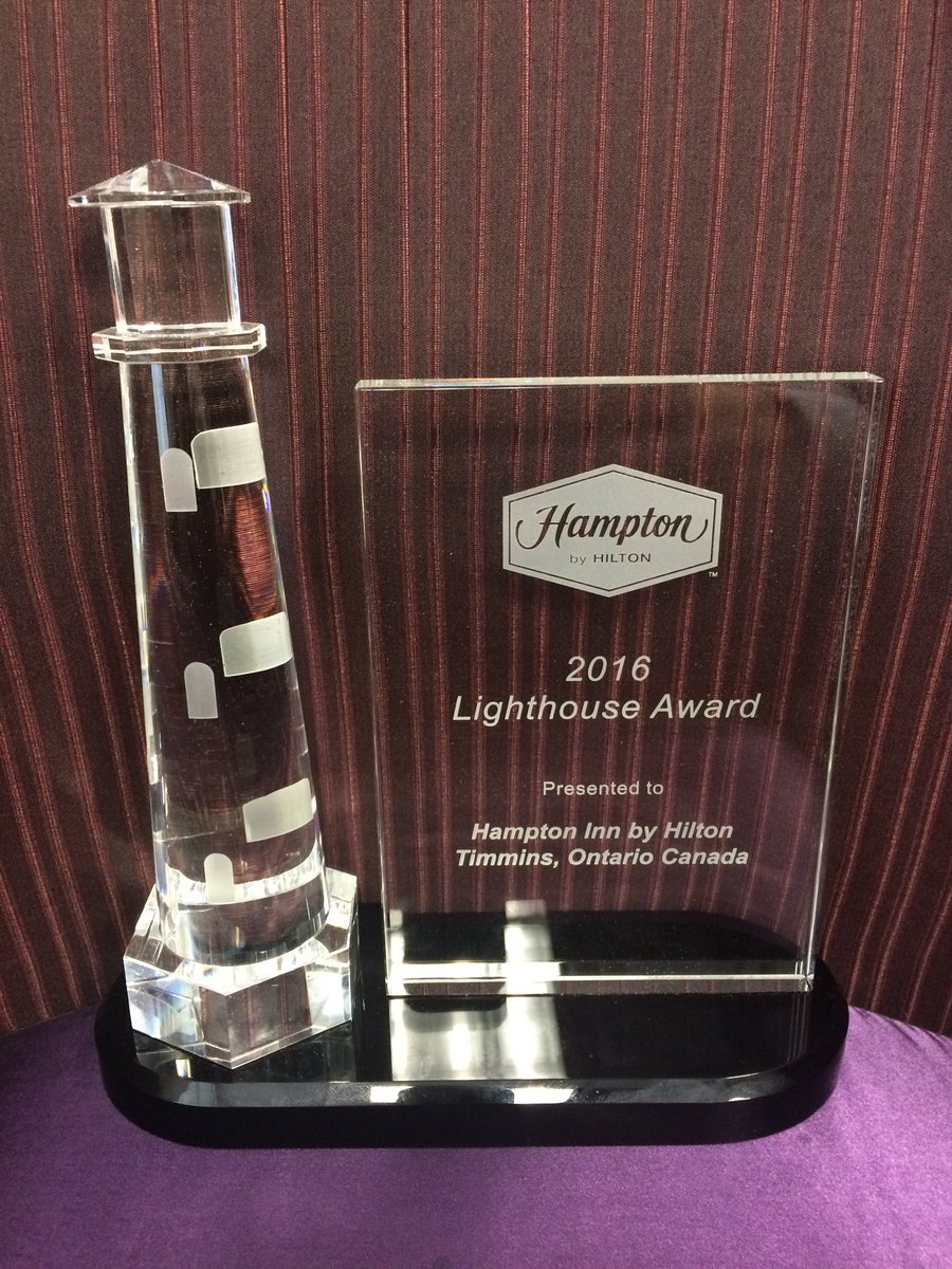 HamptonTimmins's tweet photo. Thank you @HamptonByHilton for recognizing us with a Lighthouse Award for 2016.    We are so proud to represent the brand here in #timmins https://t.co/ulLRh3idba