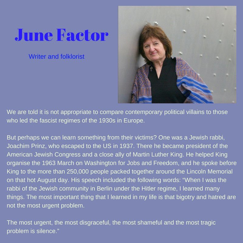 RANVictoria's tweet photo. June Factor, Author and Folklorist is supporting the Melbourne @PalmSundayMarch - will you join her by coming to the event on 9th April? https://t.co/B7MbhmzbAv