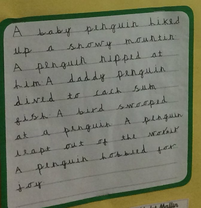 Excellent writing from Year 1 - Aiming for Excellence