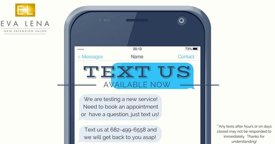 evalenahair's tweet photo. Adding to the ways you can book with us and ask us a question about products or your hair.  Text us today 682-499-6559! #fortworth #salon https://t.co/PVMNmTkJTt