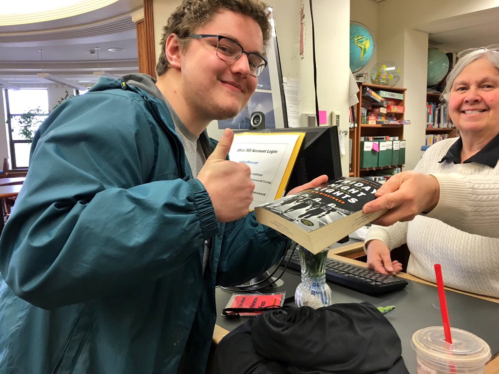 cjohnson8135's tweet photo. As a senior it felt great to finally check this off my bucket list #FirstLibraryBook @SWCSTrojans @MoDonahue https://t.co/fdMpHYrDqx