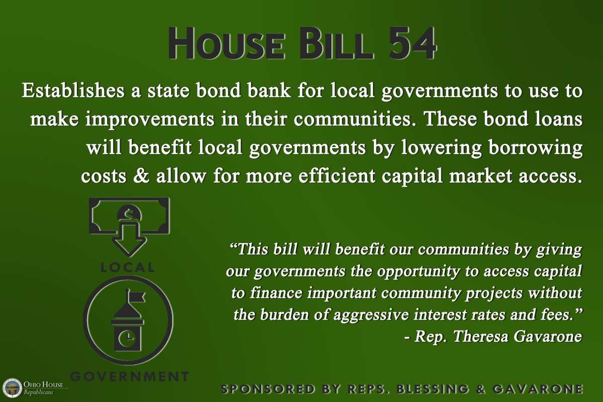 OHRGOPCaucus's tweet photo. To expand local gov't access to funds to enhance communities, @OhioRepGavarone &amp; @LBlessing329 helped pass HB54. >https://t.co/1tI0uWRzBA https://t.co/FjHseeiHQR