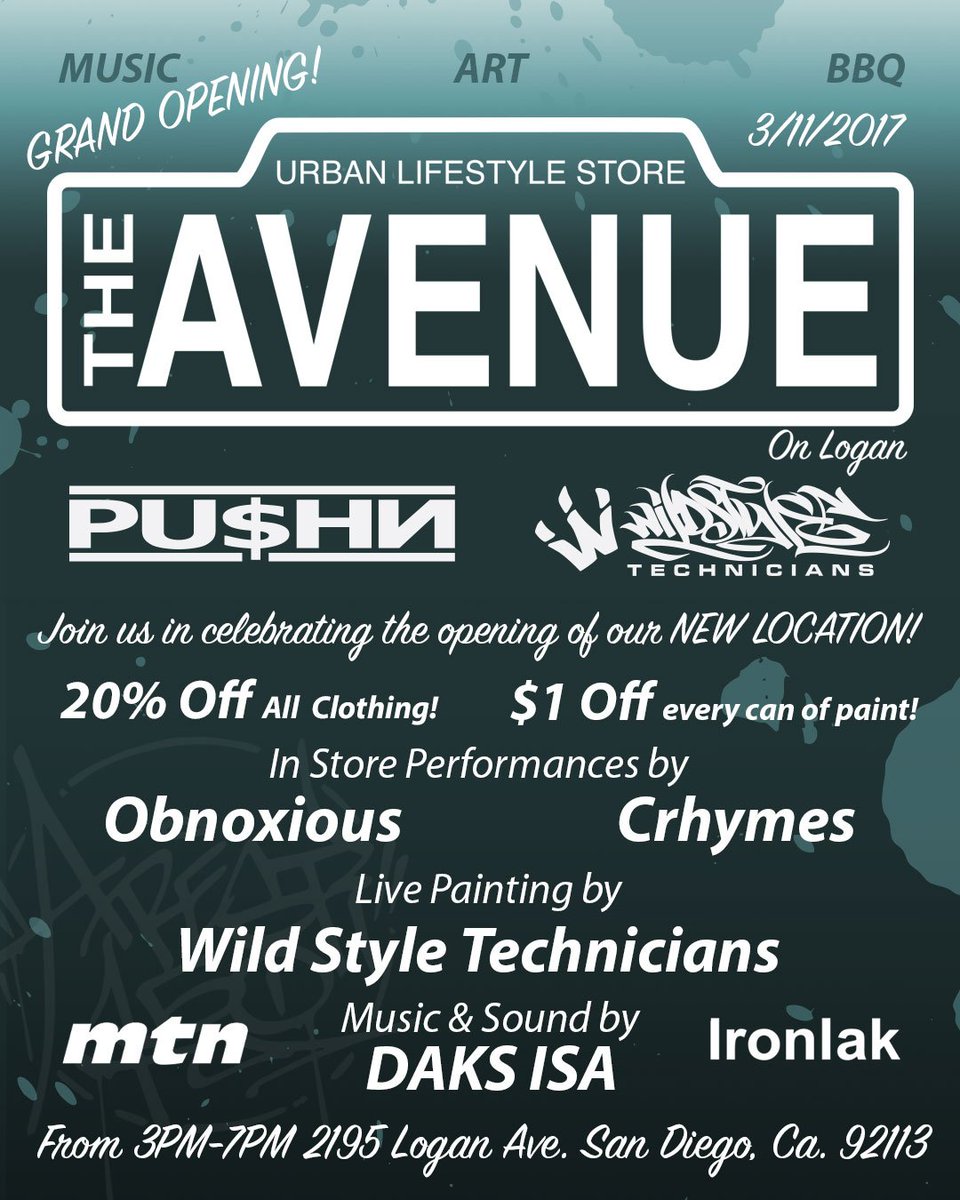 Come join us for an afternoon of Music, Art, and BBQ as we celebrate our grand opening this Saturday! #grandopening #SanDiego,#Art #Logan