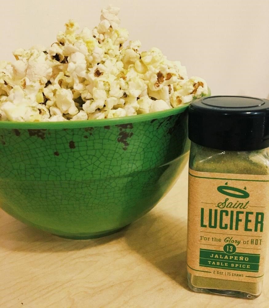 StLuciferSpice's tweet photo. Today is National Popcorn Lovers Day! Make sure to grab some popcorn and add your favorite Saint Lucifer flavor! #StLuciferSpice #Jalepeno https://t.co/2o83EzToHw