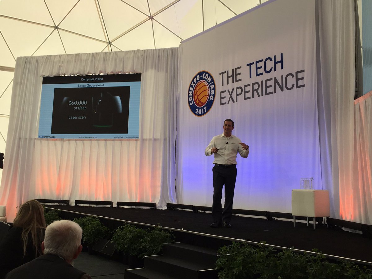 FernaldScott's tweet photo. Listening to @JamesMBenham @conexpoconagg.  How does this not get you excited about construction technology! #JBTechTalk #superexcited https://t.co/D3vUaCn4X3