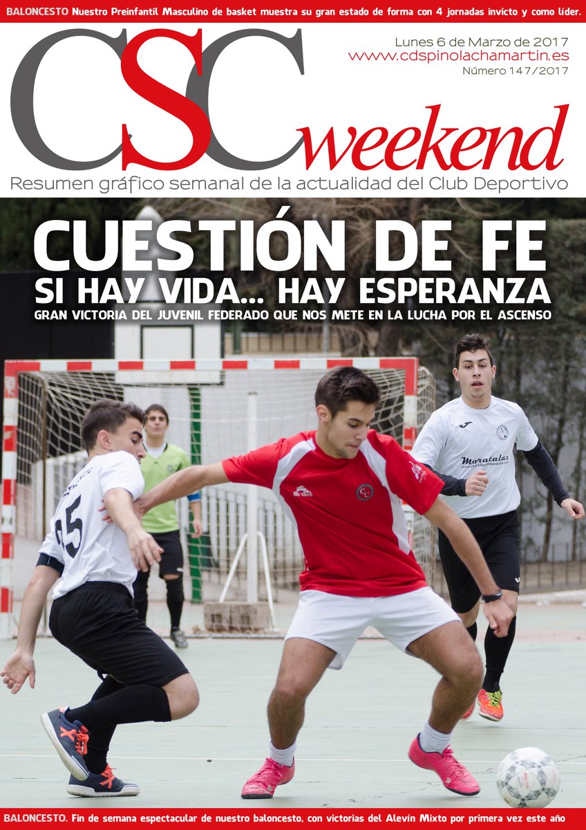 "Si hay vida, hay esperanza". Nos encanta el titular del CSCweekend de esta semana, dedicado al Juvenil Federado que jugó un gran partido✌🏻